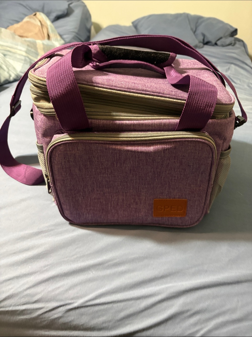 Purple Insulated Lunch Cooler Bag used a few times and wiped with disinfectant.